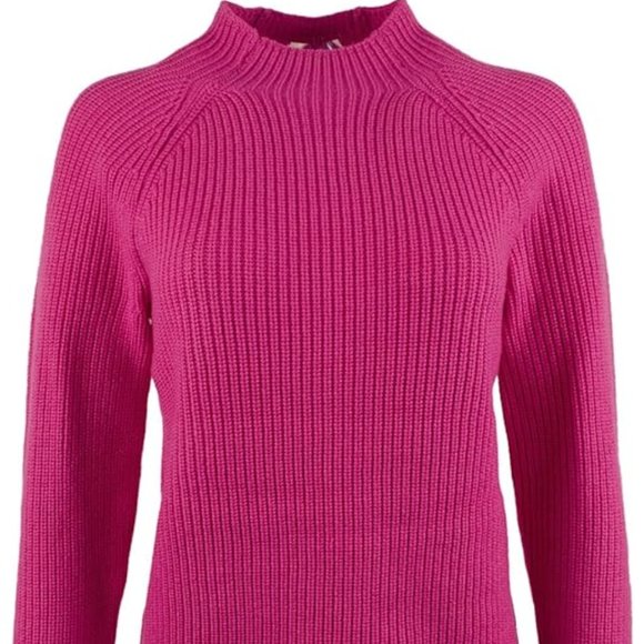 Ralph Lauren Mock Neck Merino Wool Long Sleeve Fuchsia Purple Pink Knit Sweater - Picture 1 of 5